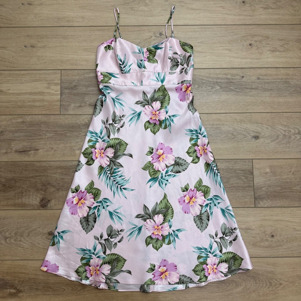Danny Nicole Pink Floral Tropical Fit Flare Midi Dress Sweetheart Cruise 6